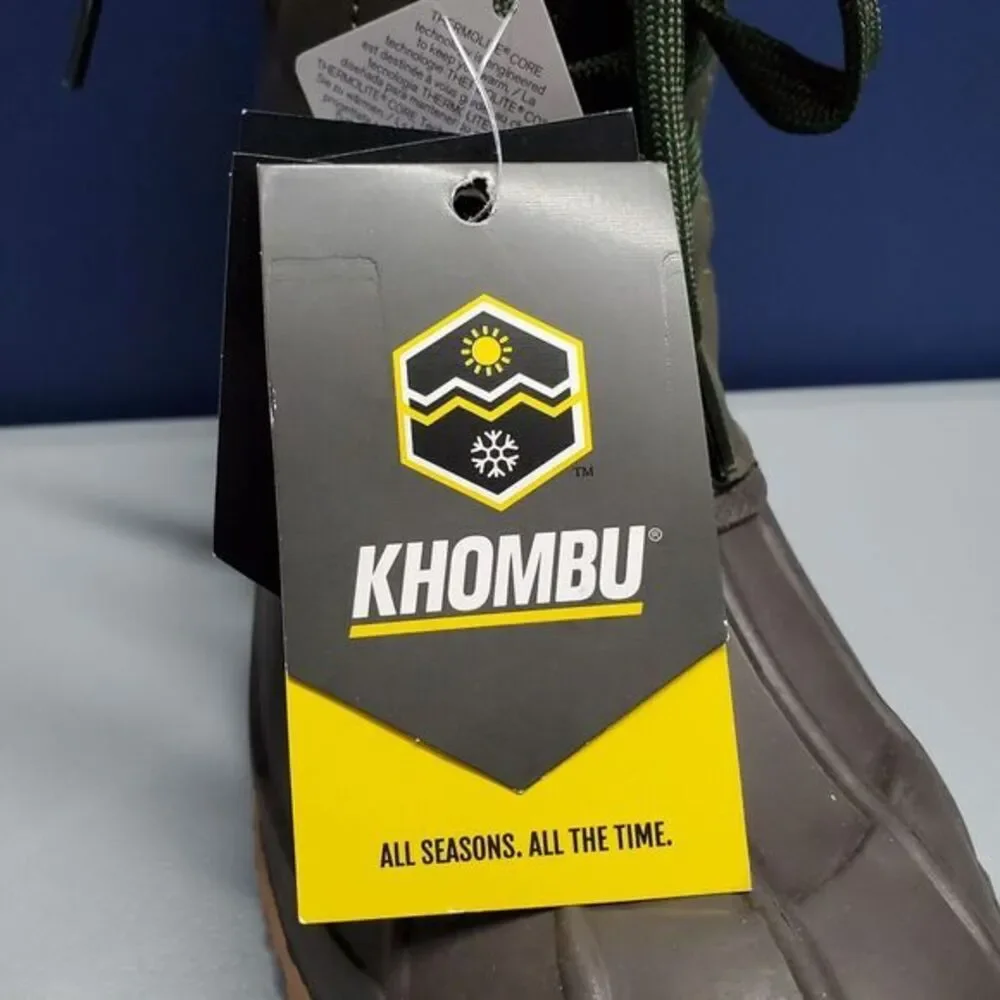 Khombu Zany Waterproof Duck Boots Womens Sz 7 Grey Green Synthetic Faux Fur Trim